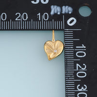 Sculpted Heart Leaf Pendant,14K Gold Crystal Accent Botanical Charm DIY Charm for Necklace Bracelet Making