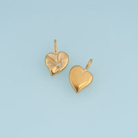 Sculpted Heart Leaf Pendant,14K Gold Crystal Accent Botanical Charm DIY Charm for Necklace Bracelet Making