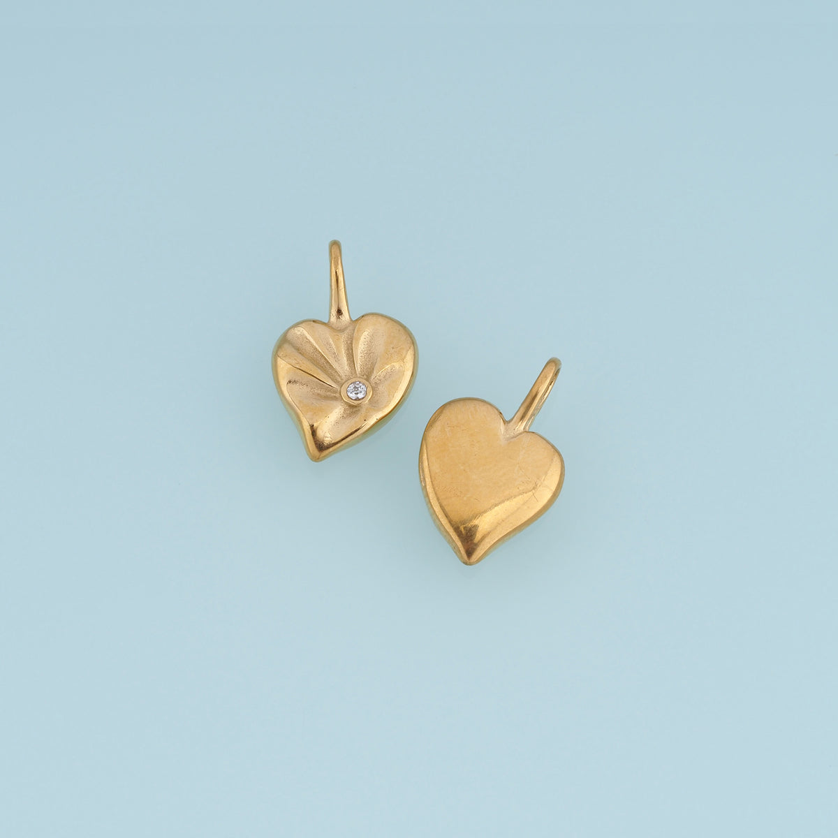Sculpted Heart Leaf Pendant,14K Gold Crystal Accent Botanical Charm DIY Charm for Necklace Bracelet Making