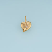 Sculpted Heart Leaf Pendant,14K Gold Crystal Accent Botanical Charm DIY Charm for Necklace Bracelet Making