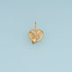 Sculpted Heart Leaf Pendant,14K Gold Crystal Accent Botanical Charm DIY Charm for Necklace Bracelet Making