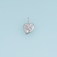 Sculpted Heart Leaf Pendant,14K Gold Crystal Accent Botanical Charm DIY Charm for Necklace Bracelet Making