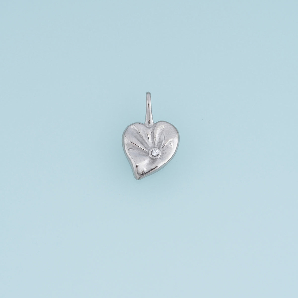 Sculpted Heart Leaf Pendant,14K Gold Crystal Accent Botanical Charm DIY Charm for Necklace Bracelet Making