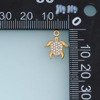 Sea Turtle Crystal Pendant,14K Gold Sparkling Rhinestone Turtle Charm DIY Charm for Necklace Bracelet Making