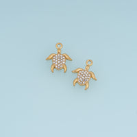 Sea Turtle Crystal Pendant,14K Gold Sparkling Rhinestone Turtle Charm DIY Charm for Necklace Bracelet Making