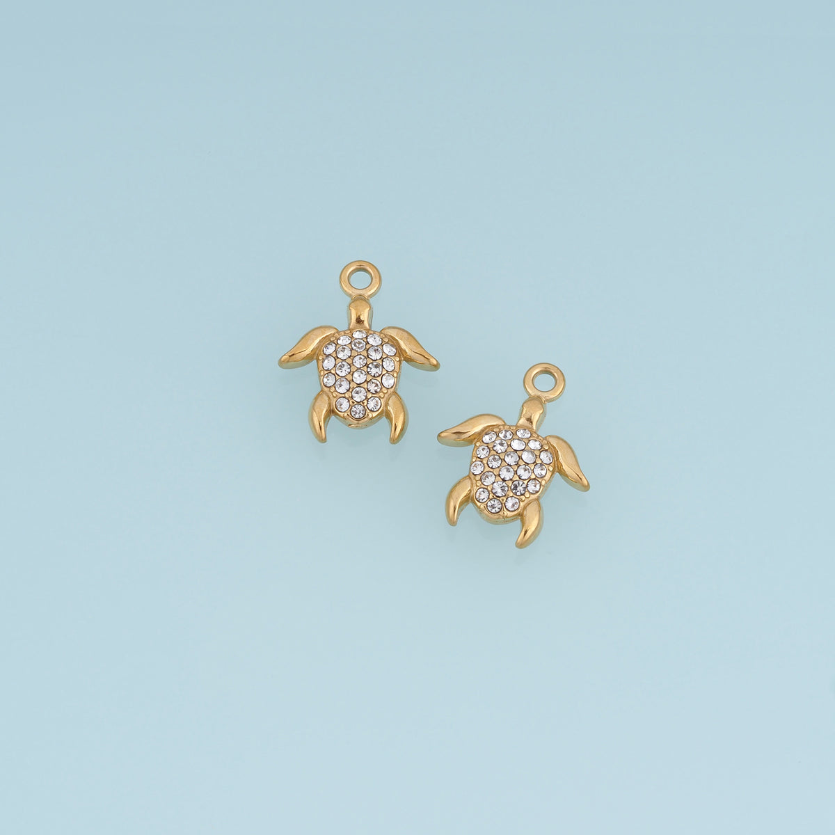 Sea Turtle Crystal Pendant,14K Gold Sparkling Rhinestone Turtle Charm DIY Charm for Necklace Bracelet Making