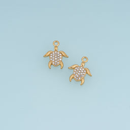 Sea Turtle Crystal Pendant,14K Gold Sparkling Rhinestone Turtle Charm DIY Charm for Necklace Bracelet Making