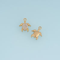 Sea Turtle Crystal Pendant,14K Gold Sparkling Rhinestone Turtle Charm DIY Charm for Necklace Bracelet Making