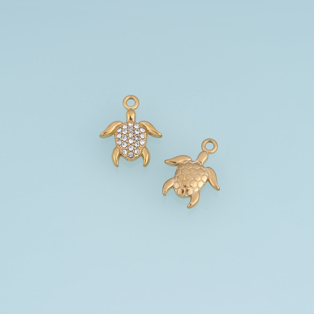 Sea Turtle Crystal Pendant,14K Gold Sparkling Rhinestone Turtle Charm DIY Charm for Necklace Bracelet Making