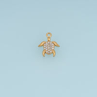 Sea Turtle Crystal Pendant,14K Gold Sparkling Rhinestone Turtle Charm DIY Charm for Necklace Bracelet Making
