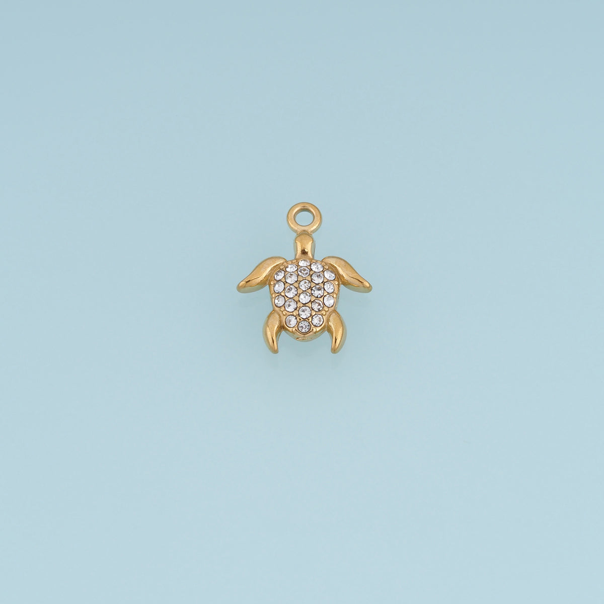 Sea Turtle Crystal Pendant,14K Gold Sparkling Rhinestone Turtle Charm DIY Charm for Necklace Bracelet Making