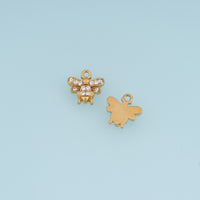 Crystal Bee Pendant,14K Gold Sparkling Rhinestone Honey Bee Charm DIY Charm for Necklace Bracelet Making