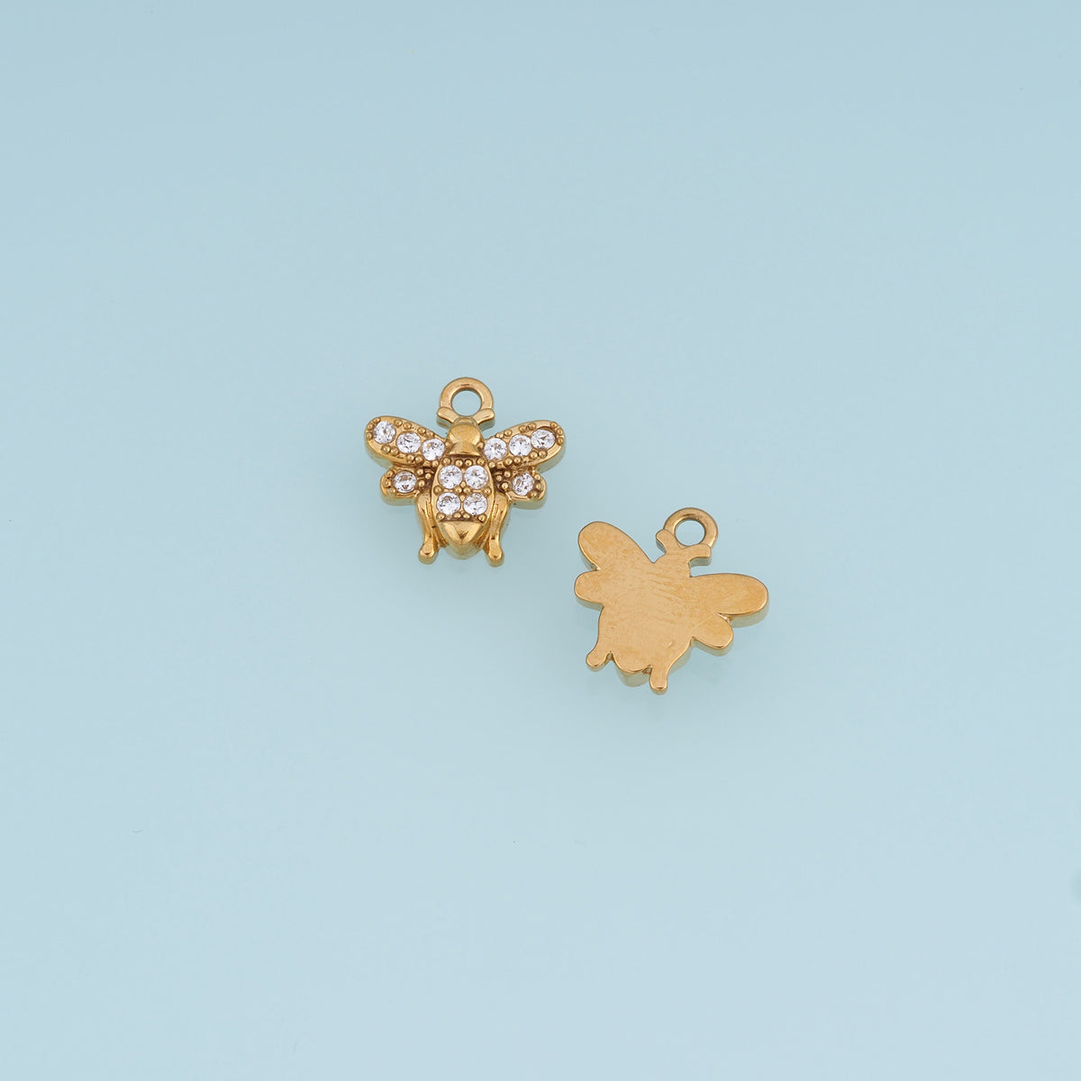 Crystal Bee Pendant,14K Gold Sparkling Rhinestone Honey Bee Charm DIY Charm for Necklace Bracelet Making