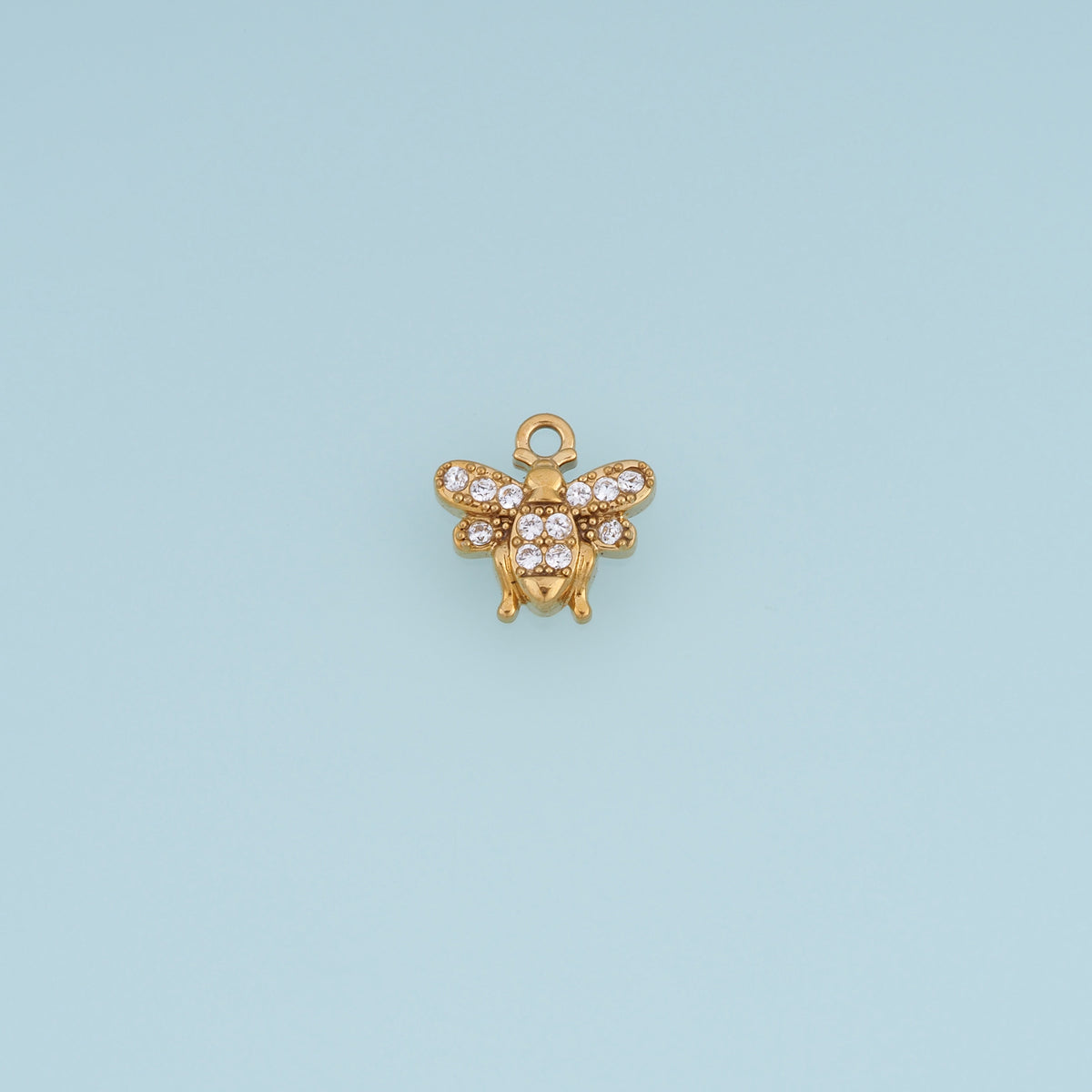 Crystal Bee Pendant,14K Gold Sparkling Rhinestone Honey Bee Charm DIY Charm for Necklace Bracelet Making