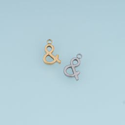 Ampersand Symbol Pendant,14K Gold Silver Minimalist Letter Charm DIY Charm for Necklace Bracelet Making
