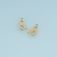 Ampersand Symbol Pendant,14K Gold Silver Minimalist Letter Charm DIY Charm for Necklace Bracelet Making