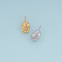 Sculpted Oval Leaf Pendant,14K Gold Silver Curved Leaf Crystal Charm DIY Charm for Necklace Bracelet Making