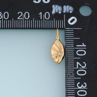 Sculpted Rhombus Leaf Pendant,14K Gold Silver Crystal Accent Botanical Charm DIY Charm for Necklace Bracelet Making