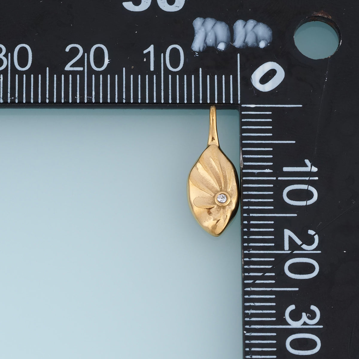 Sculpted Rhombus Leaf Pendant,14K Gold Silver Crystal Accent Botanical Charm DIY Charm for Necklace Bracelet Making
