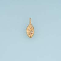 Sculpted Rhombus Leaf Pendant,14K Gold Silver Crystal Accent Botanical Charm DIY Charm for Necklace Bracelet Making