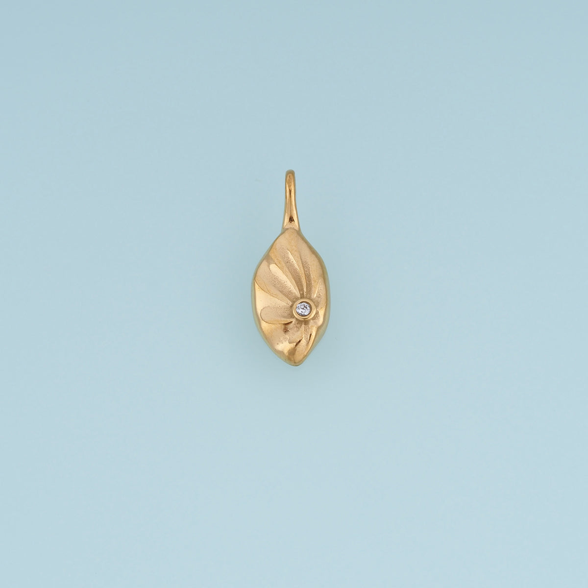Sculpted Rhombus Leaf Pendant,14K Gold Silver Crystal Accent Botanical Charm DIY Charm for Necklace Bracelet Making