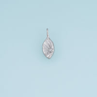 Sculpted Rhombus Leaf Pendant,14K Gold Silver Crystal Accent Botanical Charm DIY Charm for Necklace Bracelet Making