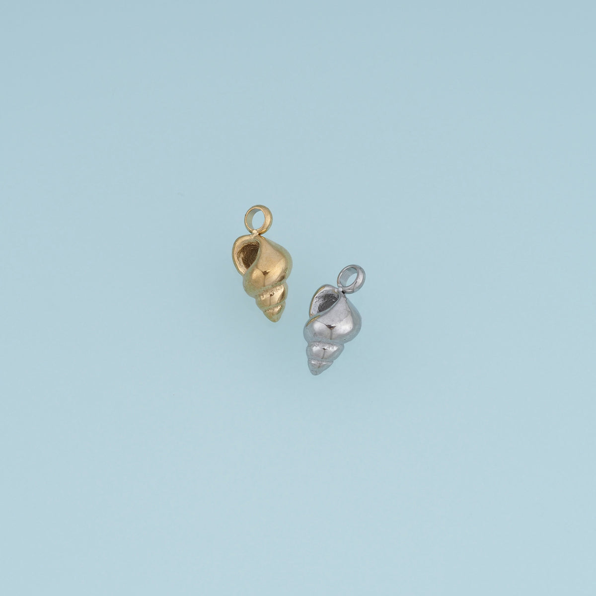 Spiral Seashell Pendant,14K Gold Silver 3D Conch Shell Charm DIY Charm for Necklace Bracelet Making