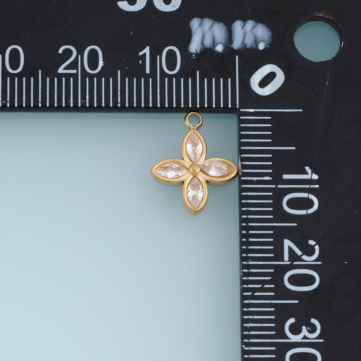Four Petal Crystal Flower Pendant,14K Gold Silver Elegant Floral Charm DIY Charm for Necklace Bracelet Making