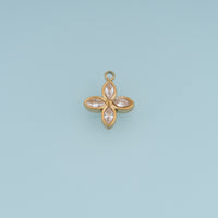 Four Petal Crystal Flower Pendant,14K Gold Silver Elegant Floral Charm DIY Charm for Necklace Bracelet Making