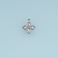 Four Petal Crystal Flower Pendant,14K Gold Silver Elegant Floral Charm DIY Charm for Necklace Bracelet Making