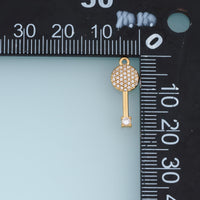 Crystal Key Pendant,14K Gold Silver Sparkling Round Rhinestone Key Charm DIY Charm for Necklace Bracelet Making