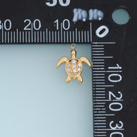 Sea Turtle Crystal Pendant,14K Gold Silver Sparkling Rhinestone Turtle Charm DIY Charm for Necklace Bracelet Making