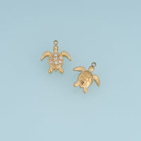 Sea Turtle Crystal Pendant,14K Gold Silver Sparkling Rhinestone Turtle Charm DIY Charm for Necklace Bracelet Making