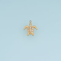 Sea Turtle Crystal Pendant,14K Gold Silver Sparkling Rhinestone Turtle Charm DIY Charm for Necklace Bracelet Making