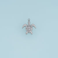 Sea Turtle Crystal Pendant,14K Gold Silver Sparkling Rhinestone Turtle Charm DIY Charm for Necklace Bracelet Making