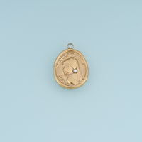Vintage Lady Portrait Pendant,14K Gold Silver Pearl Earring Oval Medallion Charm DIY Charm for Necklace Bracelet Making