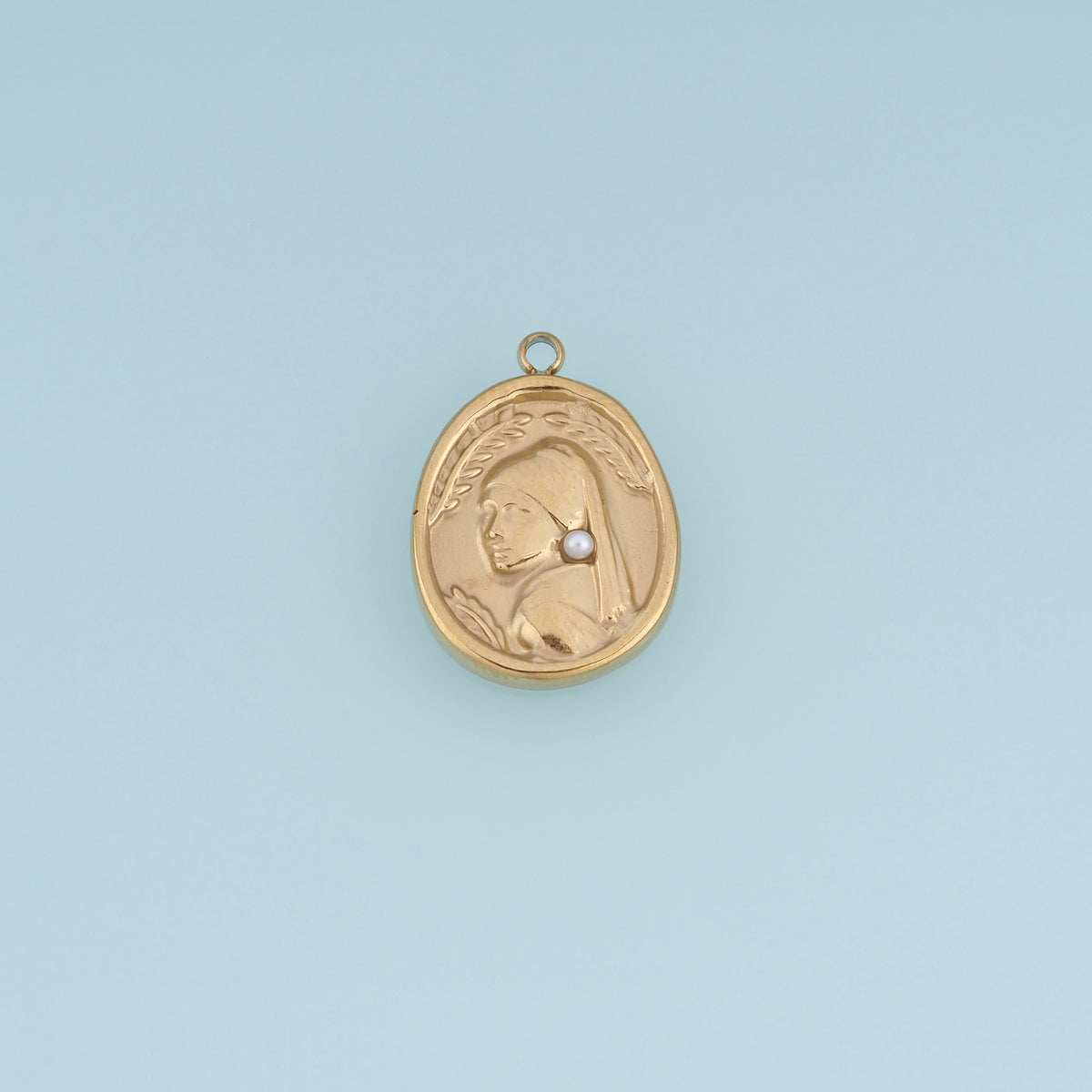 Vintage Lady Portrait Pendant,14K Gold Silver Pearl Earring Oval Medallion Charm DIY Charm for Necklace Bracelet Making