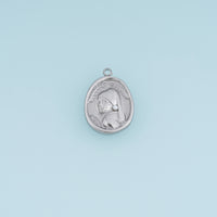 Vintage Lady Portrait Pendant,14K Gold Silver Pearl Earring Oval Medallion Charm DIY Charm for Necklace Bracelet Making