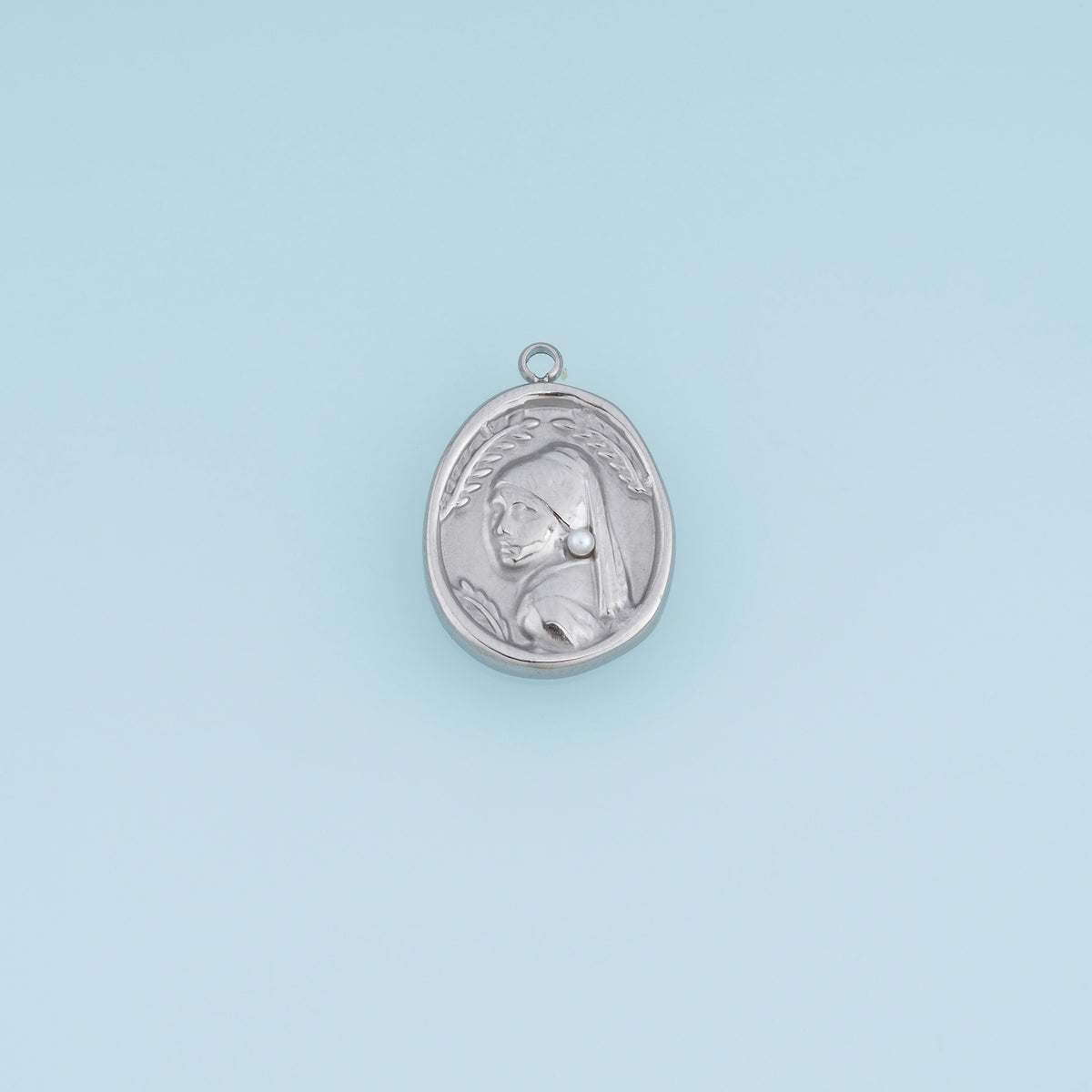 Vintage Lady Portrait Pendant,14K Gold Silver Pearl Earring Oval Medallion Charm DIY Charm for Necklace Bracelet Making