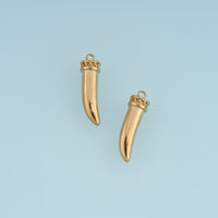 Gold Horn Pendant,14K Gold Vintage Curved Tusk Charm DIY Charm for Necklace Bracelet Making