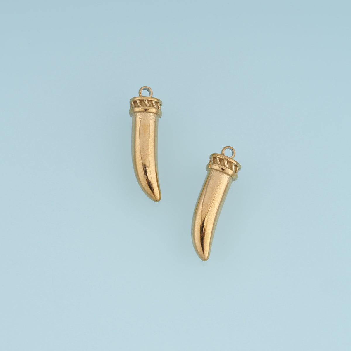 Gold Horn Pendant,14K Gold Vintage Curved Tusk Charm DIY Charm for Necklace Bracelet Making