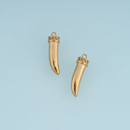 Gold Horn Pendant,14K Gold Vintage Curved Tusk Charm DIY Charm for Necklace Bracelet Making