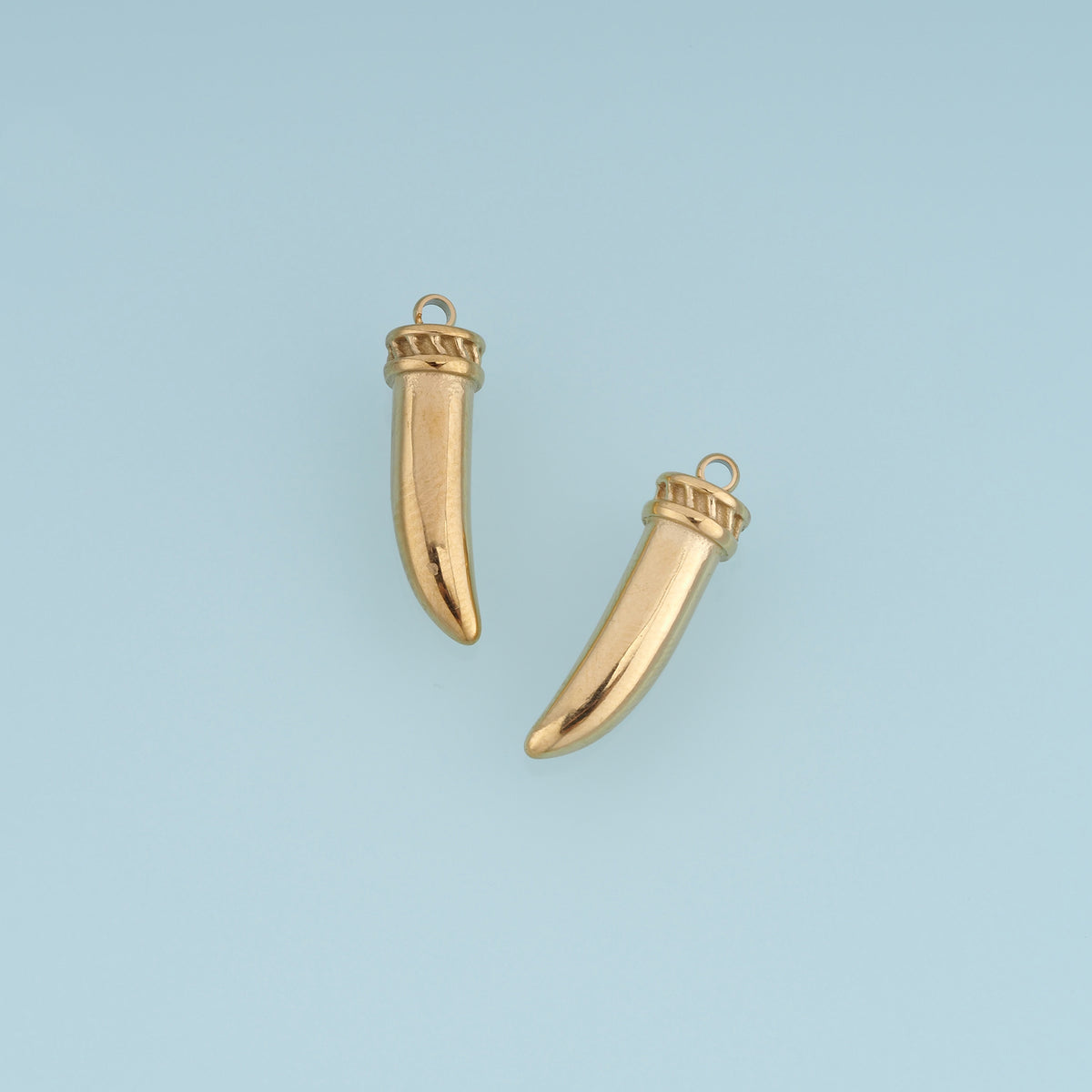 Gold Horn Pendant,14K Gold Vintage Curved Tusk Charm DIY Charm for Necklace Bracelet Making