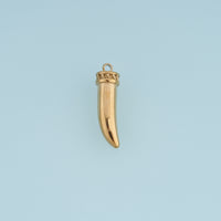 Gold Horn Pendant,14K Gold Vintage Curved Tusk Charm DIY Charm for Necklace Bracelet Making