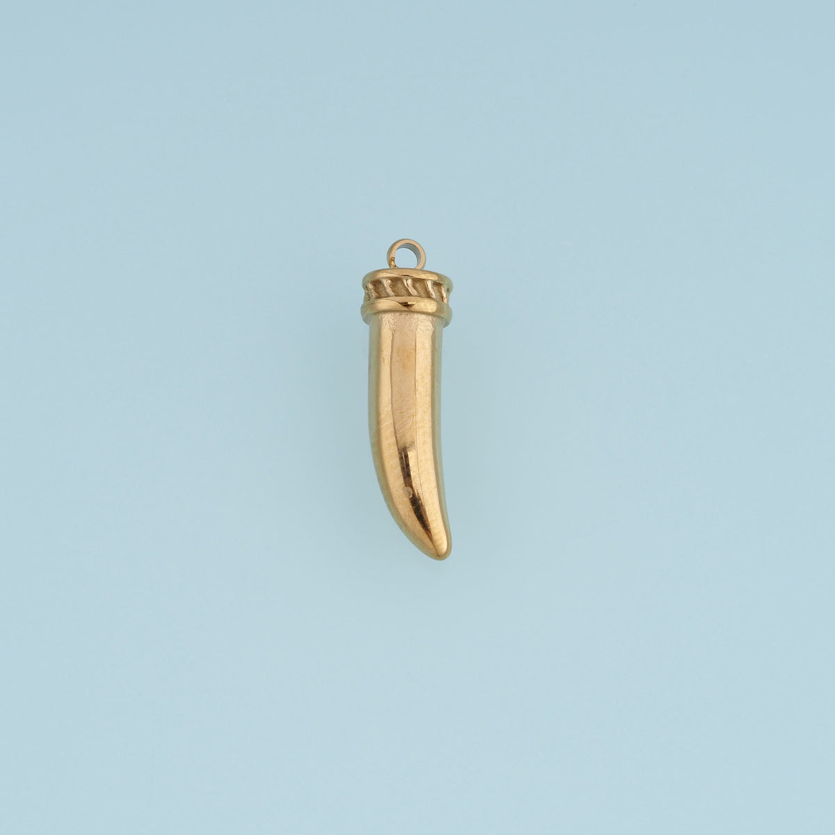 Gold Horn Pendant,14K Gold Vintage Curved Tusk Charm DIY Charm for Necklace Bracelet Making