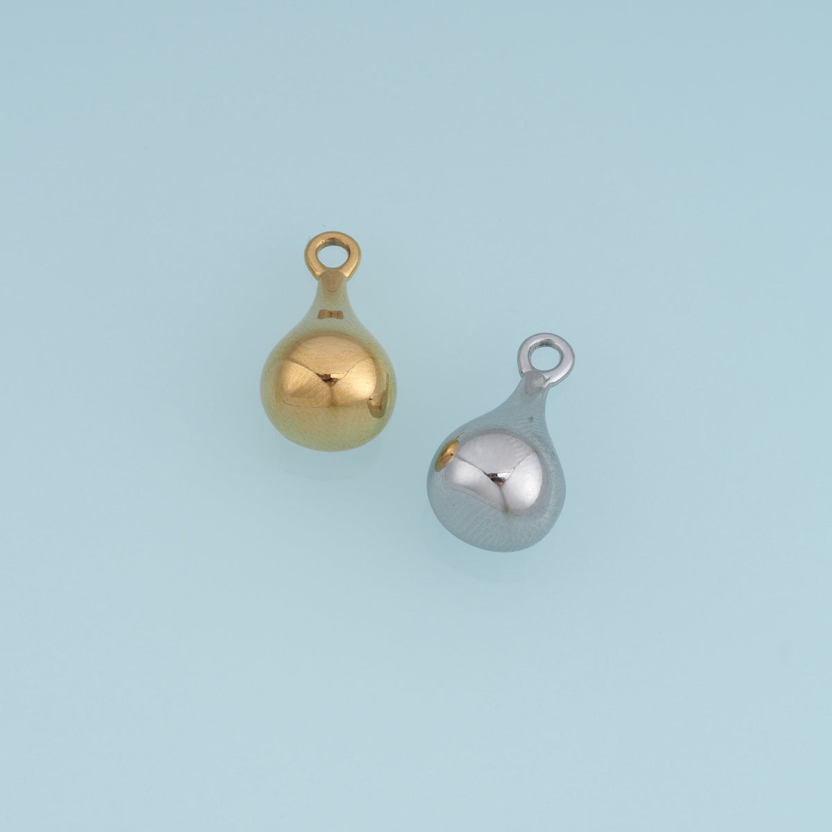 Puffy Teardrop Pendant,14K Gold Silver Polished 3D Drop Charm DIY Charm for Necklace Bracelet Making