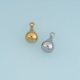 Puffy Teardrop Pendant,14K Gold Silver Polished 3D Drop Charm DIY Charm for Necklace Bracelet Making