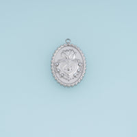 Sacred Heart Medallion Pendant,14K Gold Silver Vintage Pearl Flame Heart Charm DIY Charm for Necklace Bracelet Making