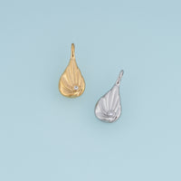 Sculpted Teardrop Leaf Pendant,14K Gold Silver Crystal Accent Botanical Charm DIY Charm for Necklace Bracelet Making