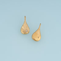 Sculpted Teardrop Leaf Pendant,14K Gold Silver Crystal Accent Botanical Charm DIY Charm for Necklace Bracelet Making